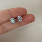 Bibigì - Orecchini a lobo in oro bianco con acquamarina e diamanti